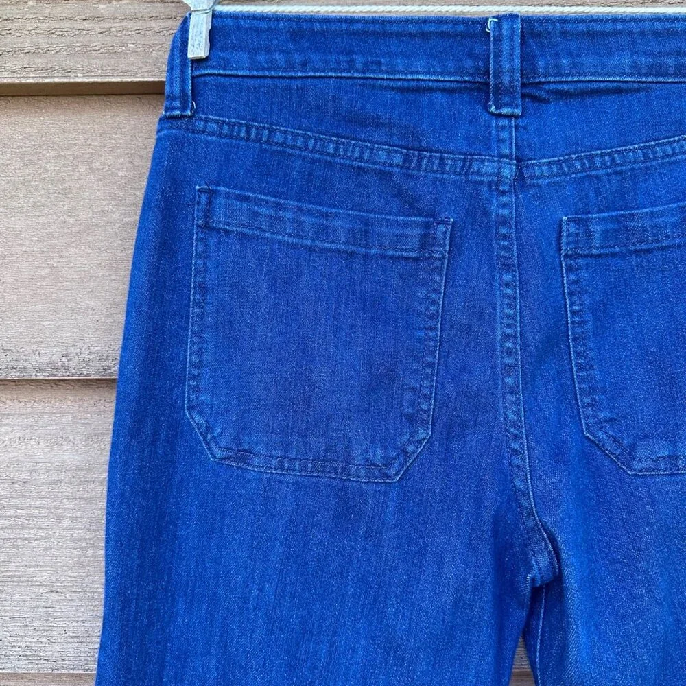 GAP Womens Wide-Leg Dark Indigo Denim Pants Size 27 High-Rise Button Detail Cott - Picture 12 of 13